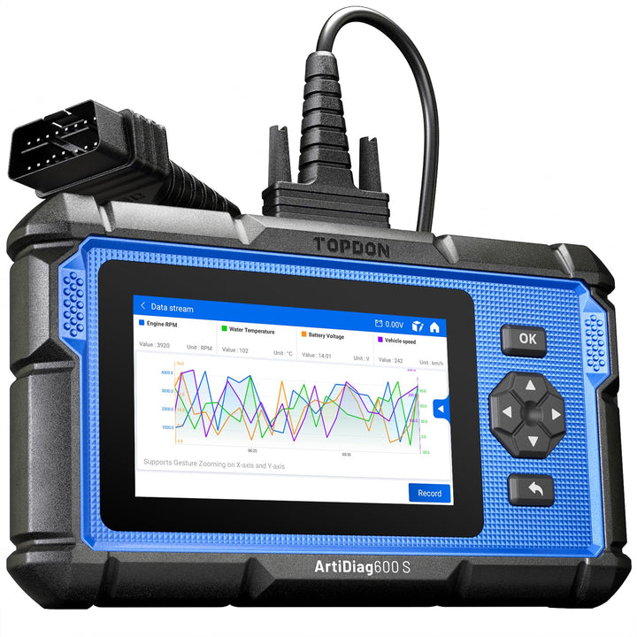 TOPDON AD600S OBD2 Diagnosegerät, Auslesegerät Auto alle Autos für 4 System Diagnose, 9 Servicefunkt
