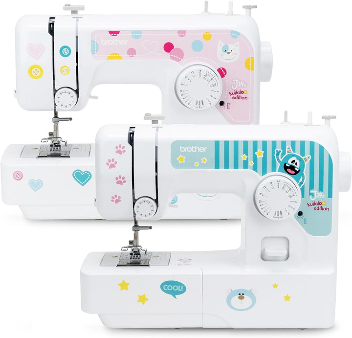 Brother J14s Kindernähmaschine kullaloo Edition inkl. Fingerschutz, Stickerbogen & Anfänger-Nähset K