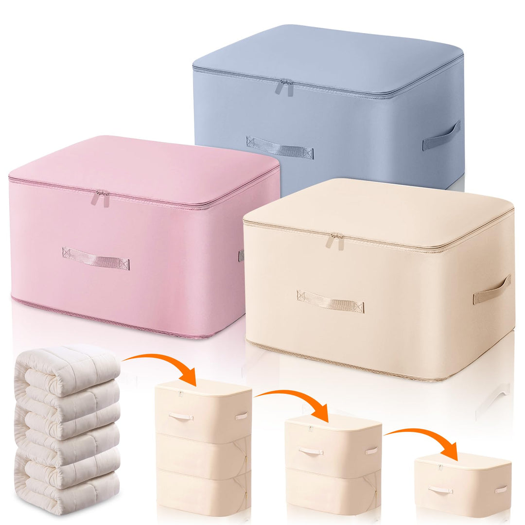 3 Stück Ultra Platzsparender Selbstkomprimierender Organizer, 52x42x60cm Aufbewahrungstasche für Bet
