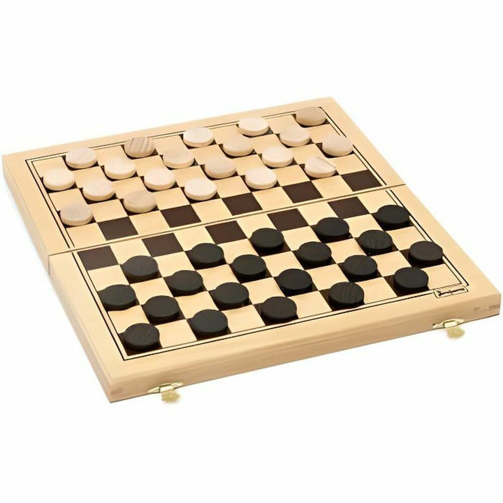 Jeujura J8131 Checkers Spiel in Holzbox, merhfarbig, Small