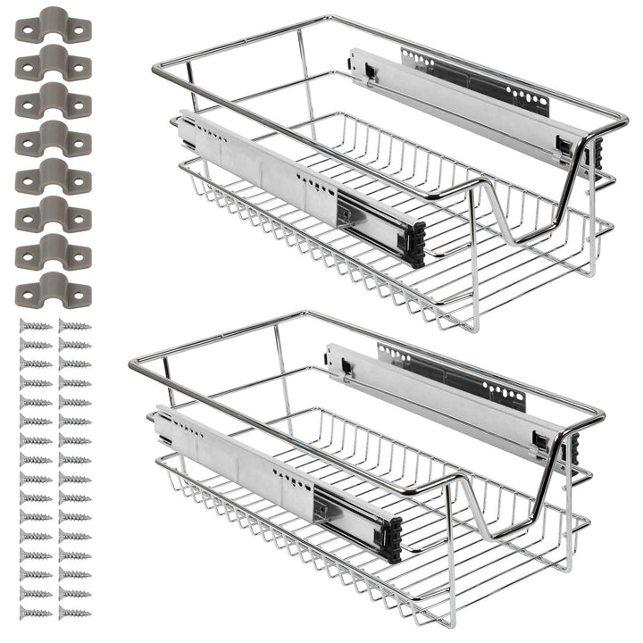 Eulenke Teleskopschublade 2X30cm Küchenschublade, Schrankauszug, Küchenschrank Korbauszug mit Schien
