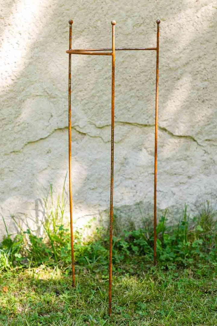 2er Set Staudenhalter halbrund, Höhe 90cm, Breite 45cm Roheisen/Rost
