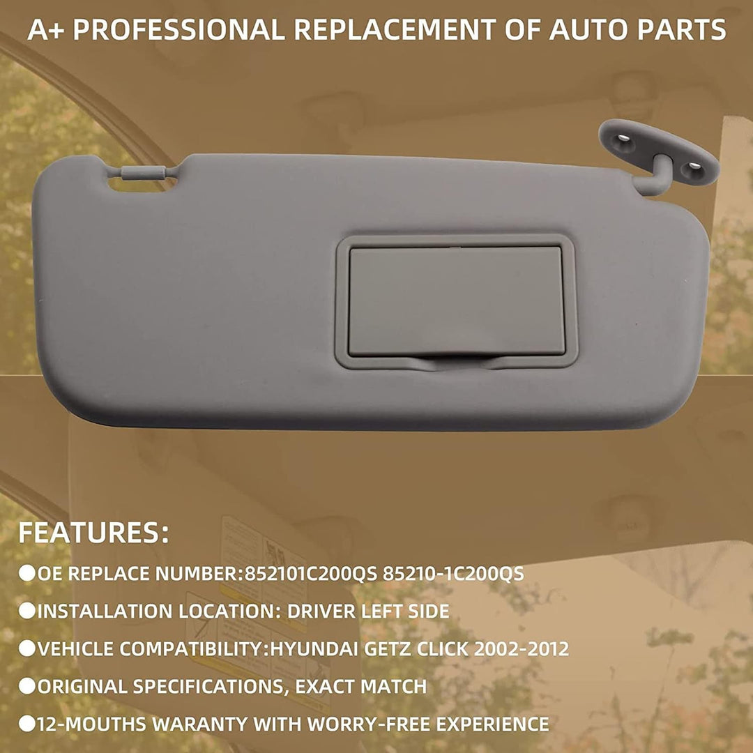 Auto-Sonnenblende Auto-Innen-Sonnenblende Blendschutz Grau 85220 1C200QS, Yosoo Ersatz für Getz 2002