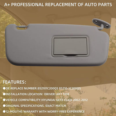 Aramox Auto-Sonnenblende, Kfz-Innenraum-Sonnenschutzblende, Blendschutz, Grau, Kompatibel mit Hyunda