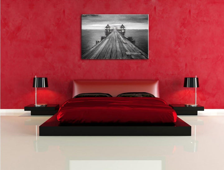 Pixxprint Steg im Sonnenuntergang als Leinwandbild/Grösse: 100x70 cm/Wandbild/Kunstdruck/fertig besp