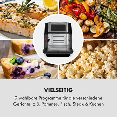Klarstein AeroVital Fry Heissluftfritteuse,3D-heating System: 1500W,XL-Volumen: 10L, 9 Programme, Co