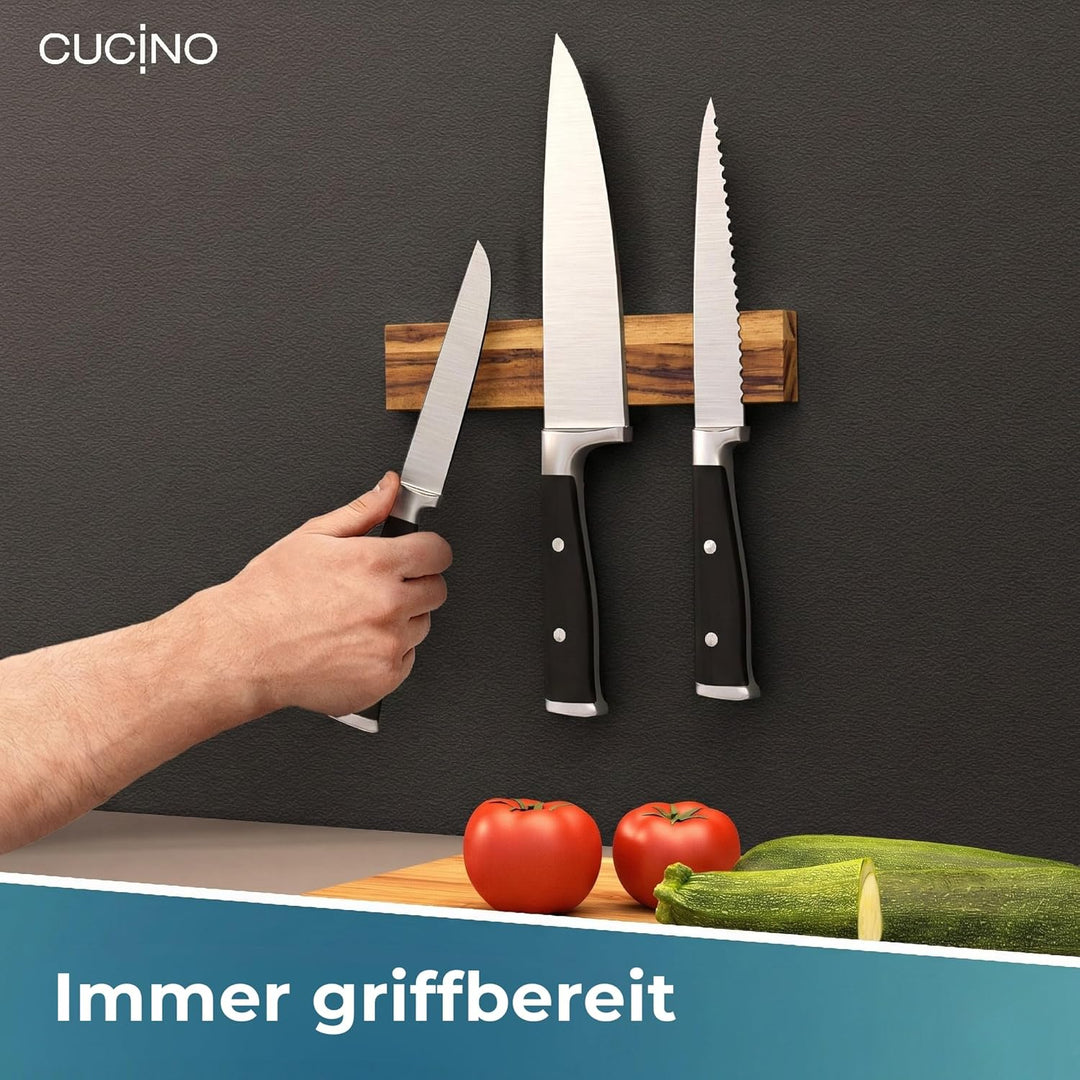 CUCINO Messer Magnetleiste selbstklebend - Vergleichssieger mit extra starkem Magnet - Einfache Mont