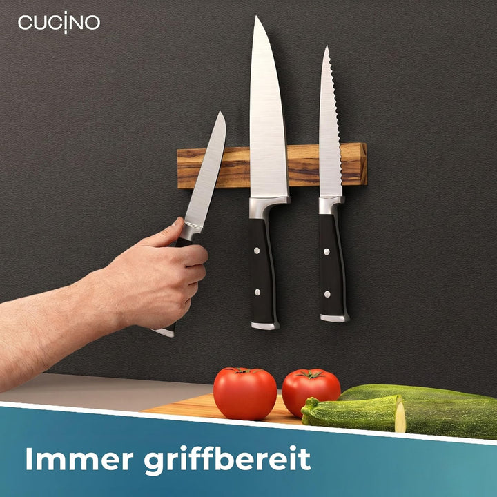 CUCINO Messer Magnetleiste selbstklebend - Vergleichssieger mit extra starkem Magnet - Einfache Mont