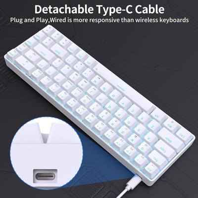 Dierya×TMKB T68se Gaming Mechanische Tastatur,60% Prozent Tastatur mit Blue Clicky Switch,Ultra-Comp