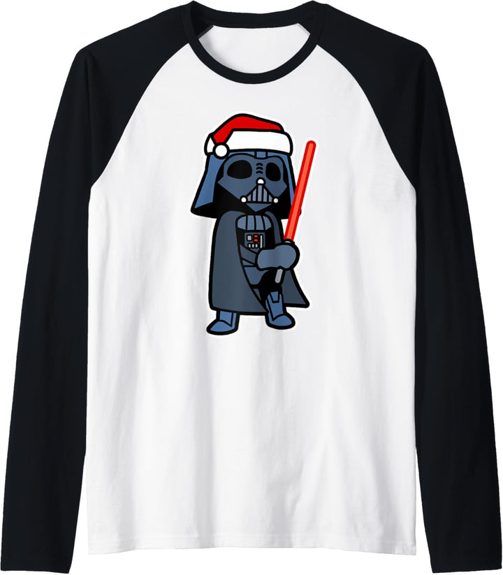 Star Wars Darth Vader Saber Santa Hat Christmas Cartoon Raglan