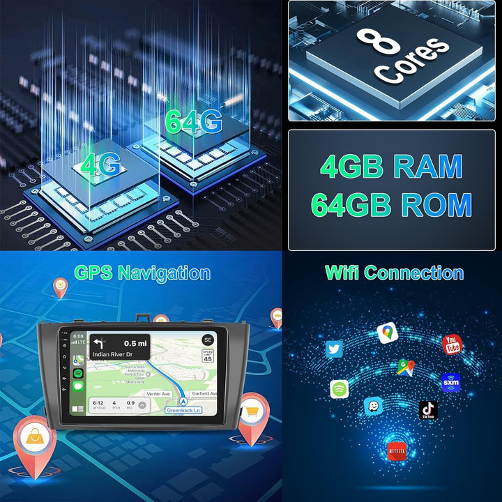 Hodozzy 4G+64G Autoradio für Toyota Avensis T27 2008-2015 Android 8 Core 9 Zoll IPS Touchscreen Navi