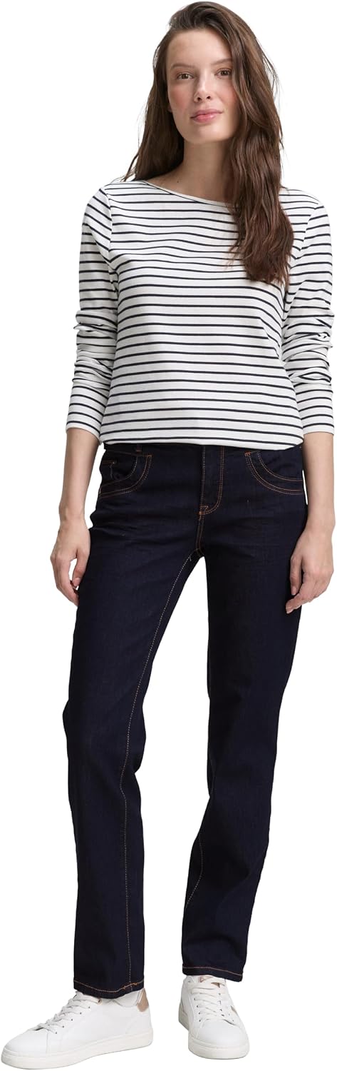 TOM TAILOR Damen Alexa Straight Jeans 25W / 32L 10138 - Rinsed Blue Denim, 25W / 32L 10138 - Rinsed