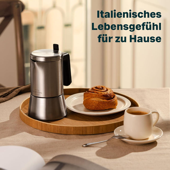 SILBERTHAL Espressokocher Edelstahl 200 ml - 4 Tassen - Induktionsgeeignet – Kaffeekocher für jeden