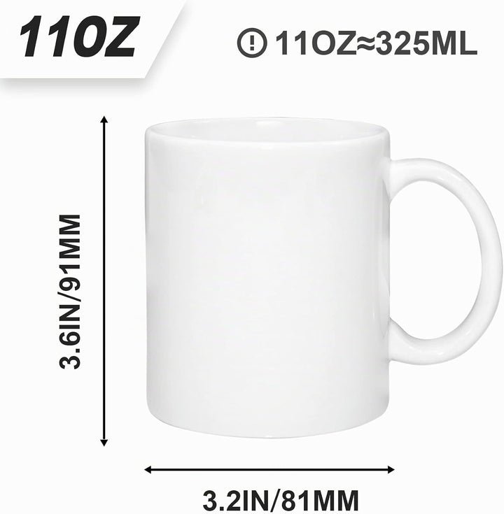 MR.R 36 Stück Sublimationsrohlinge Geschirrspüler Weiss Keramik Kaffeetassen 11oz Blank Keramik Klas