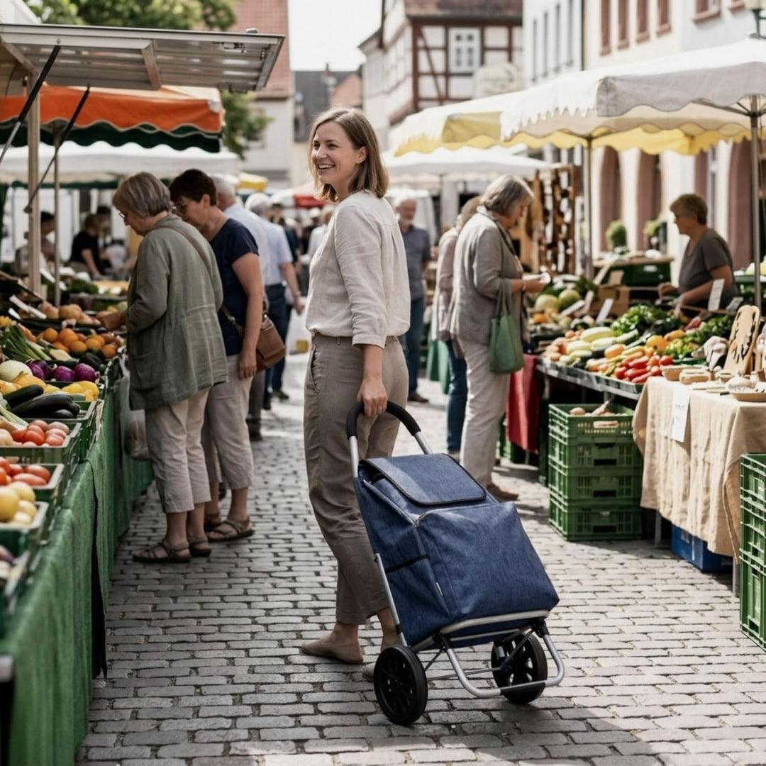 Einkaufstrolley klappbar mit Kühlfach, Einkaufshilfe Aluminium leicht, Einkaufswagen Shopper Trolley