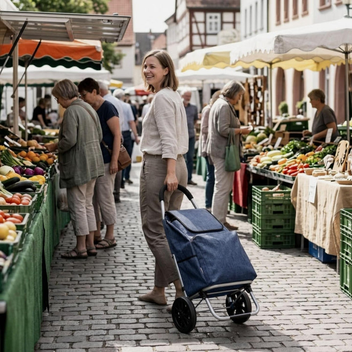 Einkaufstrolley klappbar mit Kühlfach, Einkaufshilfe Aluminium leicht, Einkaufswagen Shopper Trolley