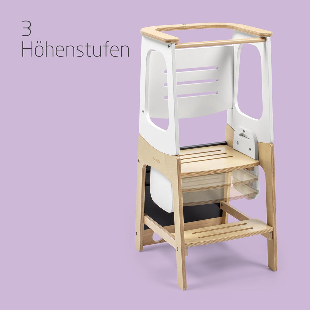 Maxi-Cosi Toucan 3-in-1-Lernturm Montessori Holz, Montessori Lernturm, 1,5–99+ Jahre, 10–150kg, 3 Hö