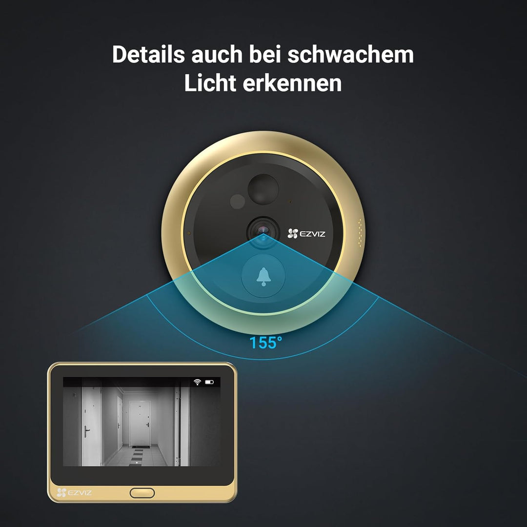 EZVIZ 2MP Video Türklingel mit 4,3 Zoll Farbbildschirm, WLAN Türspion mit 155° Sichtwinkel, Personen