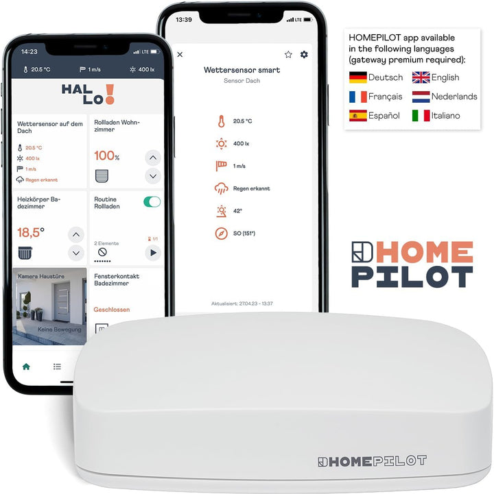 HOMEPILOT Wettersensor smart - erkennt Temperatur, Sonne, Wind & Regen - zur Steuerung von Rollladen