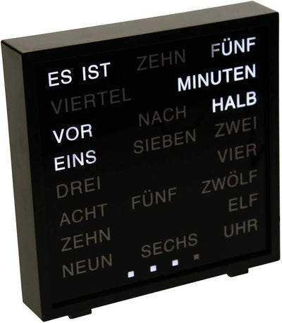 United Entertainment – LED Wort Uhr / Wörter Uhr / Uhr mit Worten / Word Clock Deutsch - Schwartz -