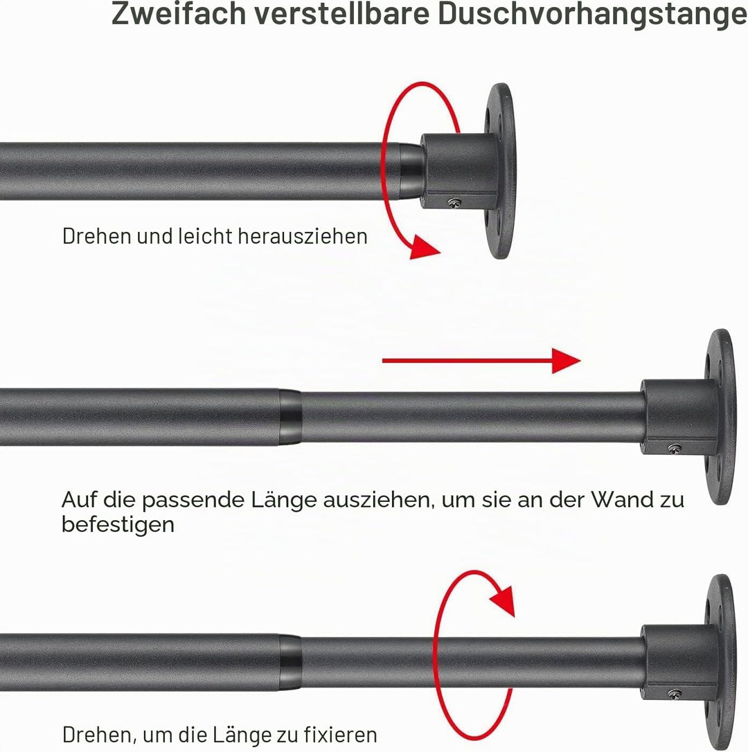 Duschvorhangstange im Eisen Teleskopstange Industrieller Stil, 74-236 cm Spring Duschvorhangstange A