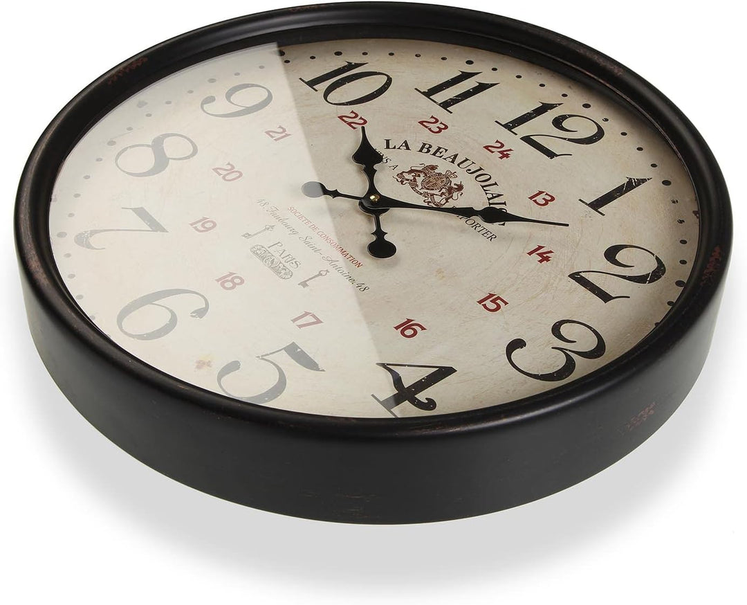 Versa Beaujolaise Dekorative Wanduhr für die Küche, das Wohnzimmer, Esszimmer oder Schlafzimmer, Mas
