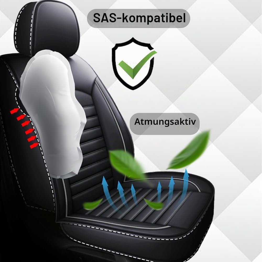 Autositzbezüge Auto Vordersitz 2 Stück Set Fit für Mercedes-Benz C-Klasse W202 W203 W204 W205 E-Klas