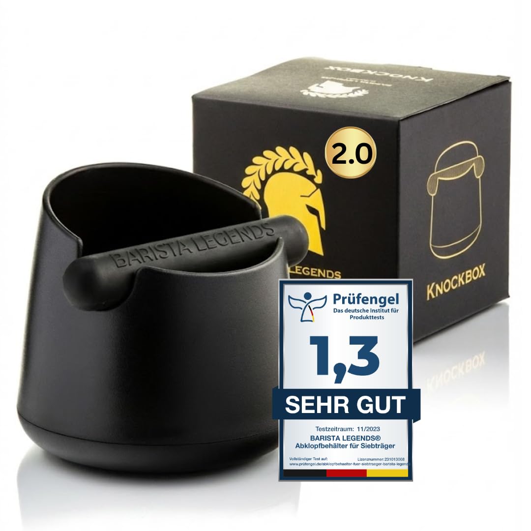 Barista Legends® Abklopfbehälter für Siebträger mattschwarz - Knock Box für Kaffeesatz mit spezielle