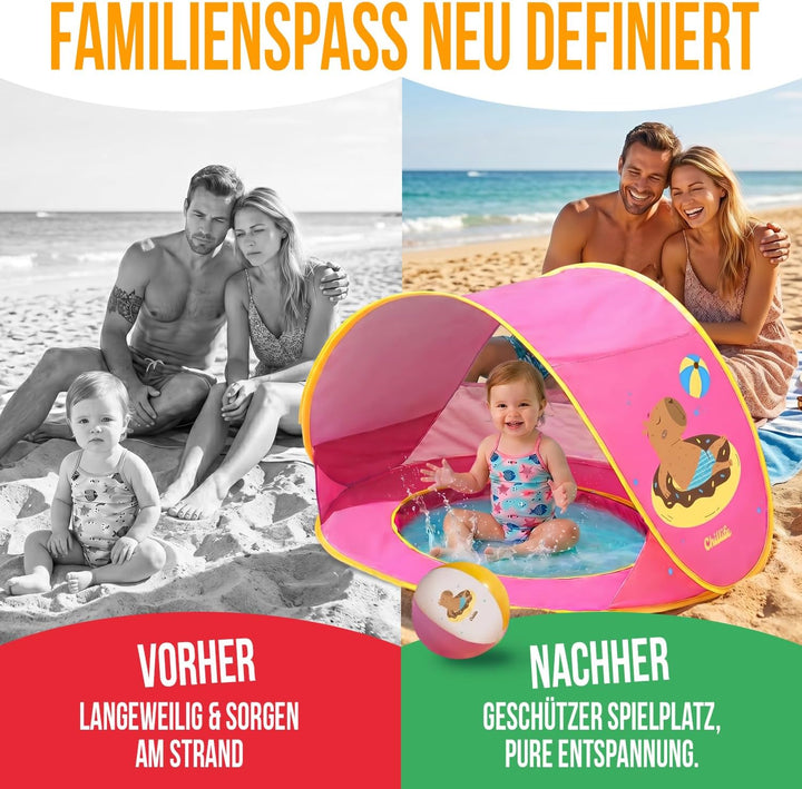 Chillife Strandmuschel Pop up Set I Tragbares Strandzelt mit UV Schutz und Windschutz Strand I Wasse