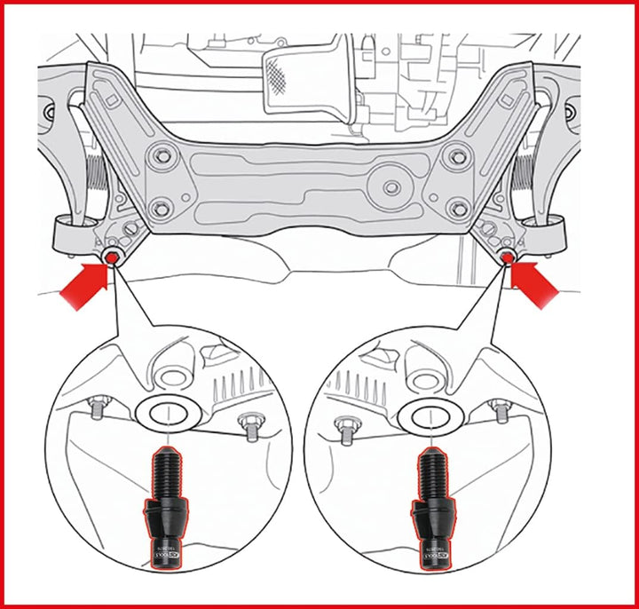 KS Tools 150.2675 VAG Fixierbolzen-Satz für Hilfsrahmen M12 x 1,5, 4-tlg.