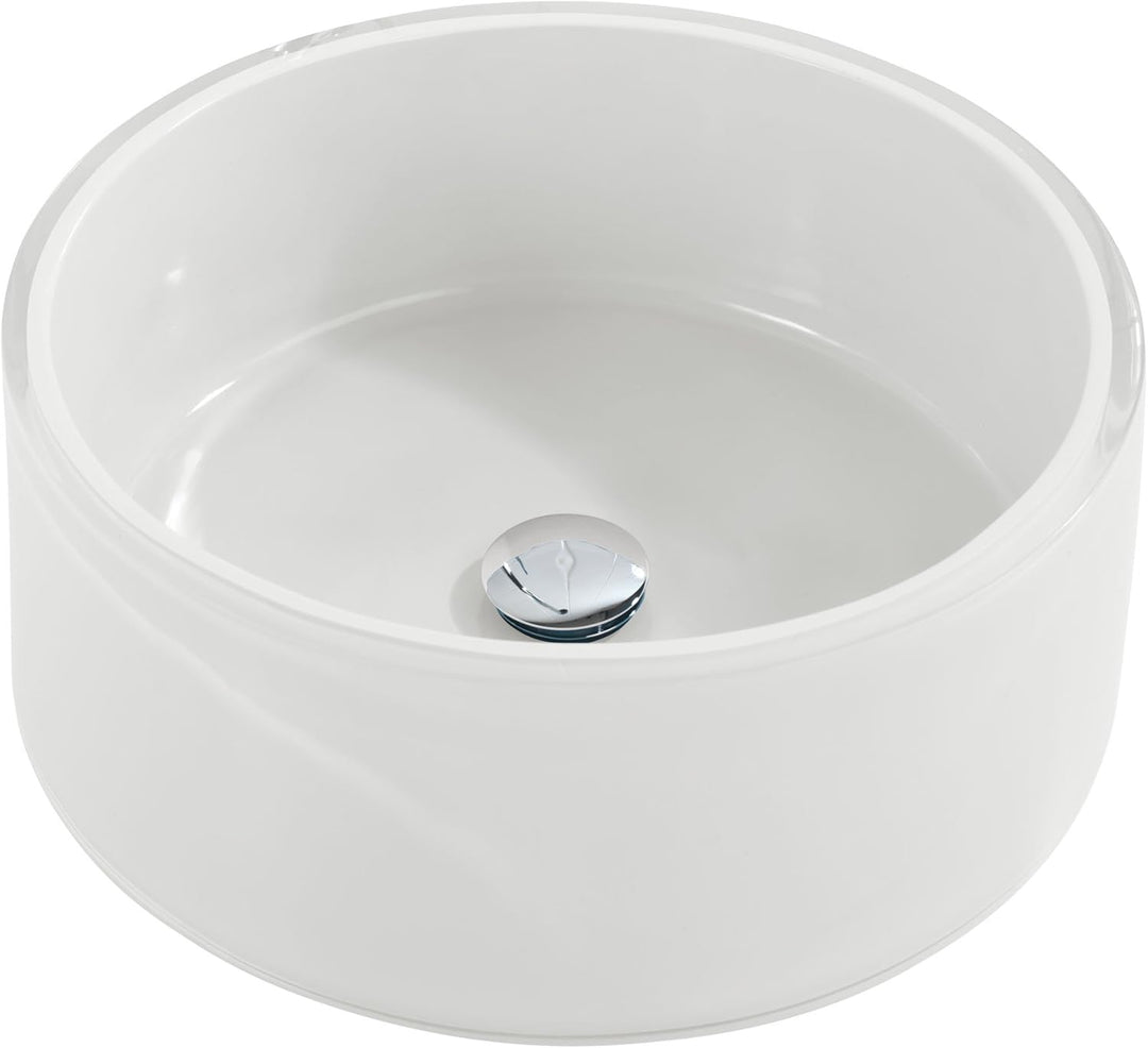 Wenko 18918100 Waschbecken Tropic White - mit Pop-Up Abfluss, Polyresin, Ø 43 x 16 cm, weiss