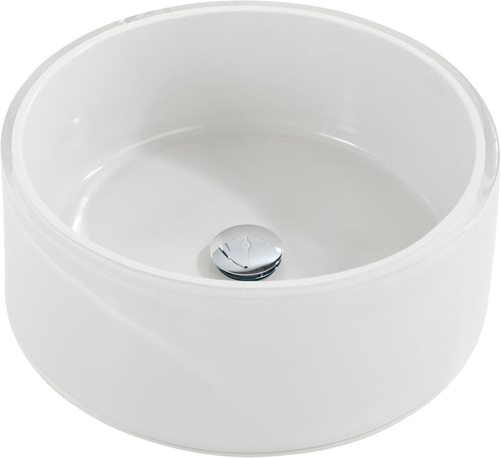 Wenko 18918100 Waschbecken Tropic White - mit Pop-Up Abfluss, Polyresin, Ø 43 x 16 cm, weiss