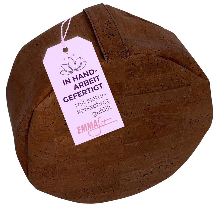 EMMAfit Yoga-Kissen aus Korkstoff I 120 x 290 mm I mit Naturkorkschrot gefüllt I hygienisch & umwelt