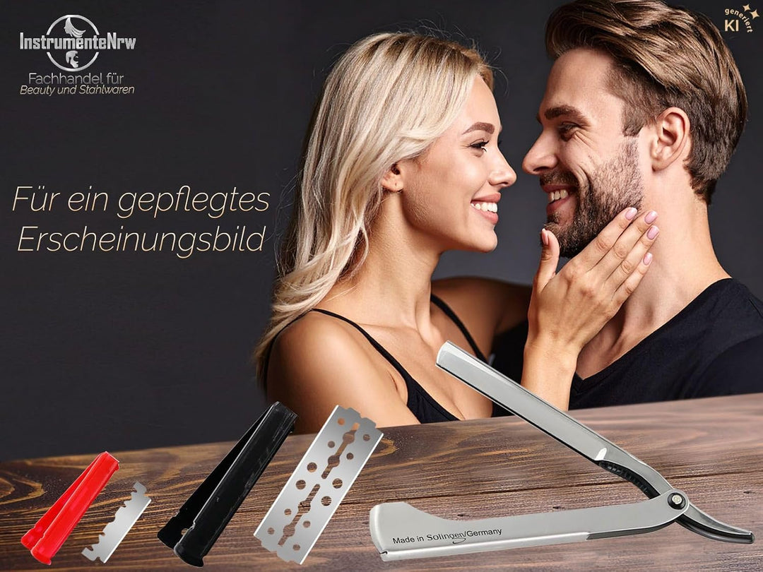Rasiermesser mit Wechselklingen aus Solingen Bartmesser Made in Germany Rasier-Set für Herren mit Kl