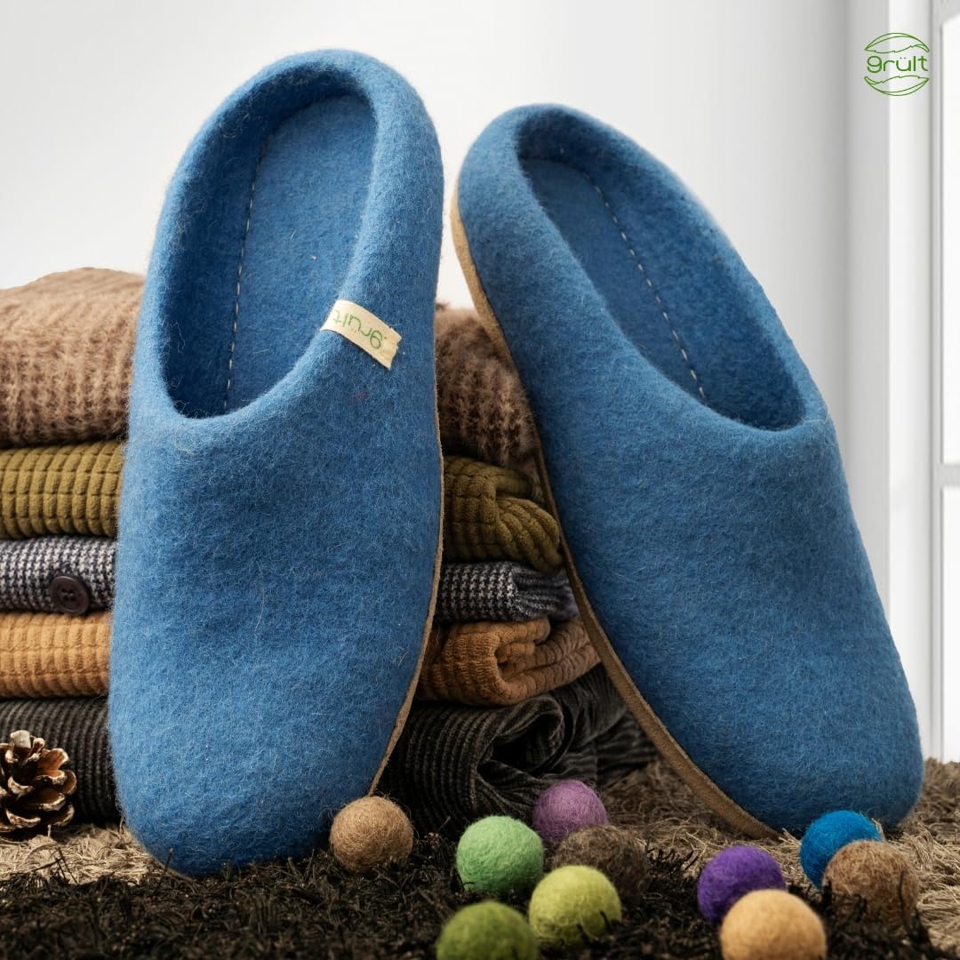 Filzpantoffeln aus Wolle, Hausschuhe für Damen &amp; Herren, Kuschelig &amp; Cozy, Premiumqualität, Rutschfe