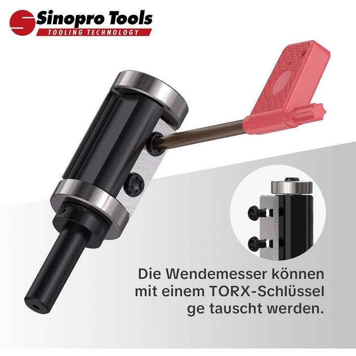 Sinoprotools Wendeplatten Bündigfräser HW – 8 mm Schaft, 22 mm Schneidendurchmesser, 30 mm Schneiden