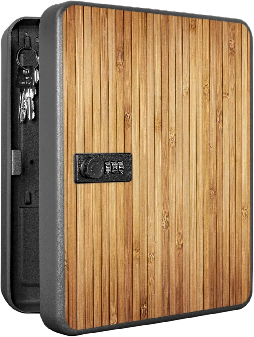 banjado® Burg-Wächter® abschliessbarer Schlüsselkasten mit Motiv Bambusholz für 36 Schlüssel - Schlü