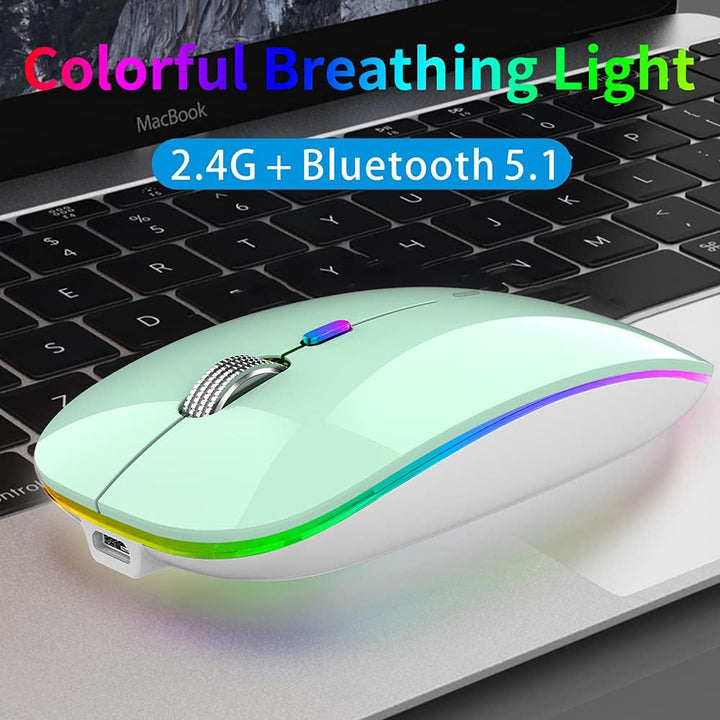 Uiosmuph Bluetooth Maus Kabellose, LED Funkmaus wiederaufladbar Leise Wireless Mouse 2.4GHz Kabellos