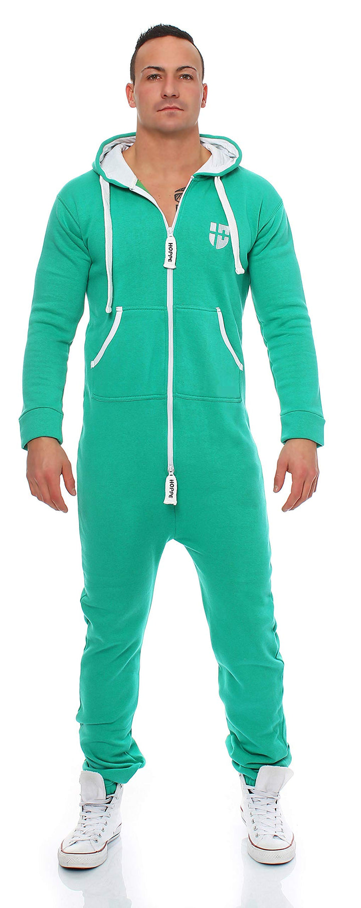 Gennadi Hoppe Herren Jumpsuit Onesie Jogger Einteiler Overall Slim Fit S Grün (Green), S Grün (Green