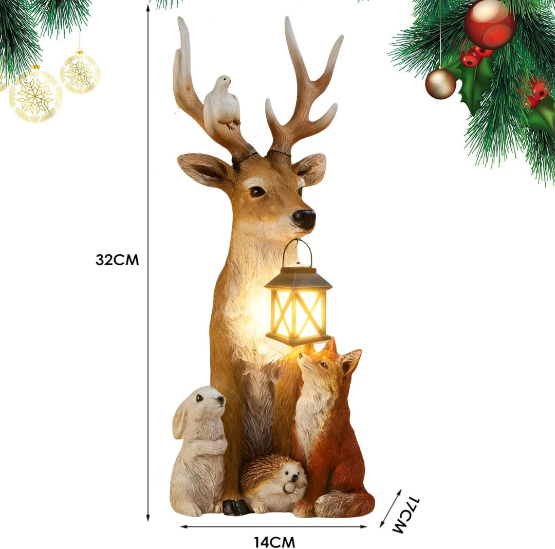 YeahBoom Weihnachtsdeko Hirsch Mit LED Laterne,Weihnachtsdeko Aussen Figuren,Gartenfigur REH,Gartend