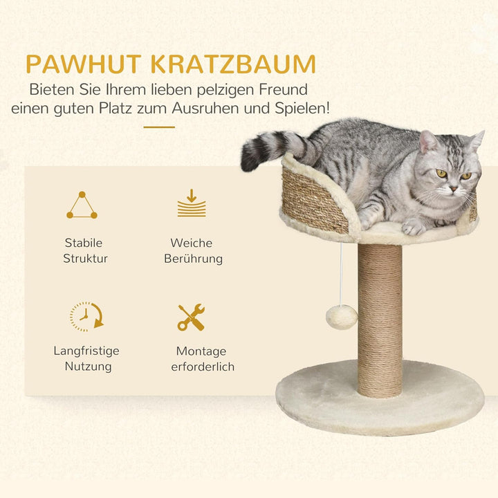 PawHut Kratzbaum 49 cm Kleiner Katzenturm mit Spielball, Sisalstämme, Plattform, Katzenkratzbaum, Kl