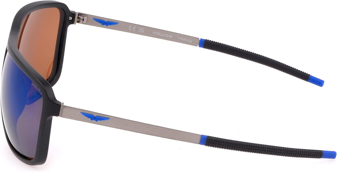 Police Herren Sonnenwende 4 Sonnenbrille, Semi Matt Ruthenium Blue, 65