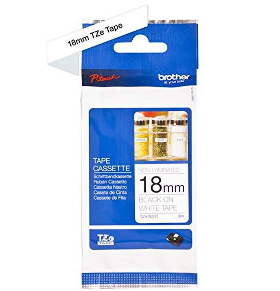 Brother Original P-touch Schriftband TZe-N241 18 mm, schwarz auf weiss (kompatibel u.a. mit Brother