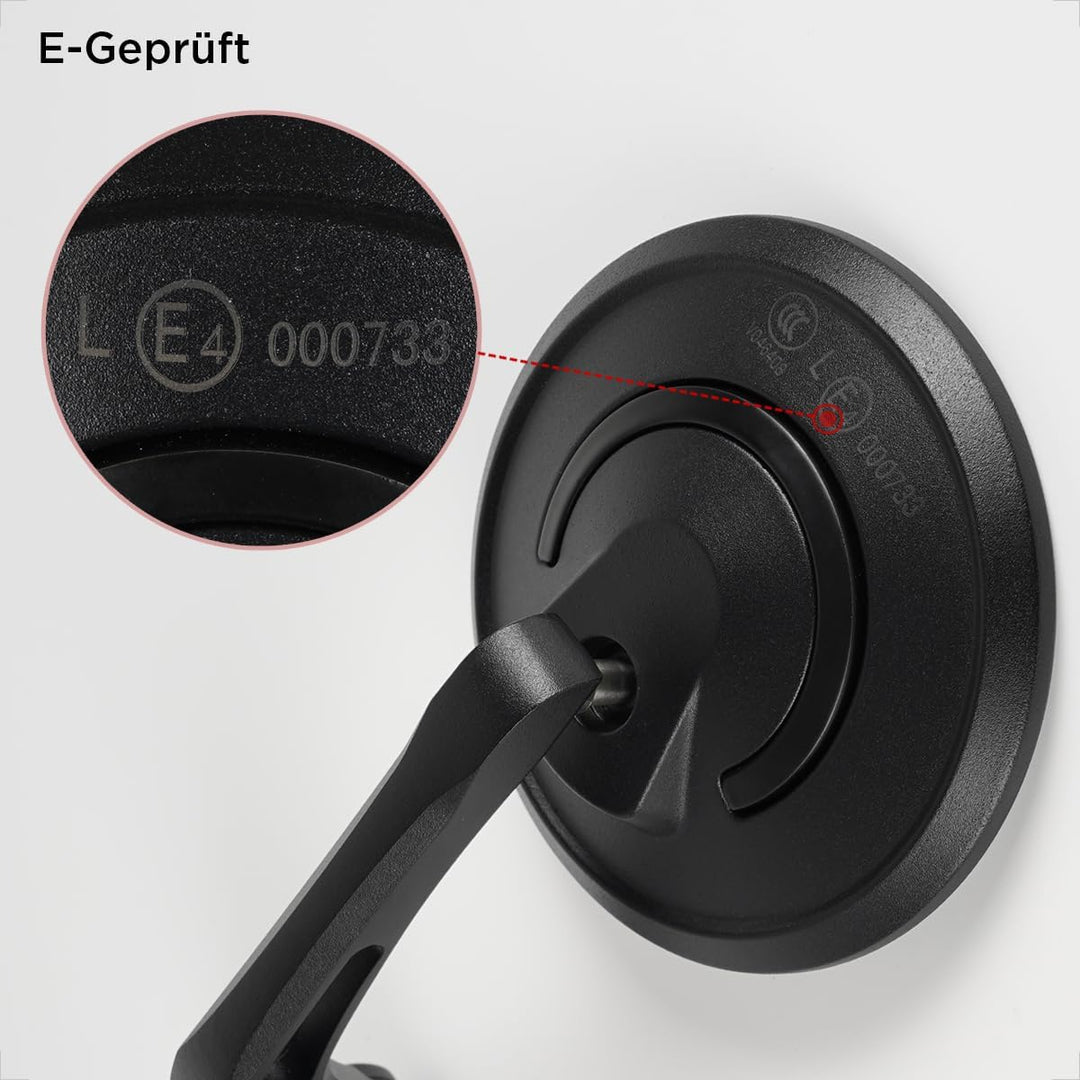 Evermotor Aluminiumlegierung Lenkerendenspiegel E-geprüft, 360°Drehbar Motorrad Spiegel, 7/8" 22mm R