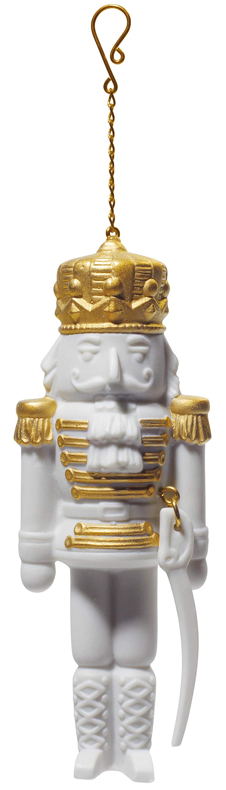 LLADRÓ Weihnachtsschmuck Nussknacker. Gold. Weihnachtsverzierung. Porzellan.