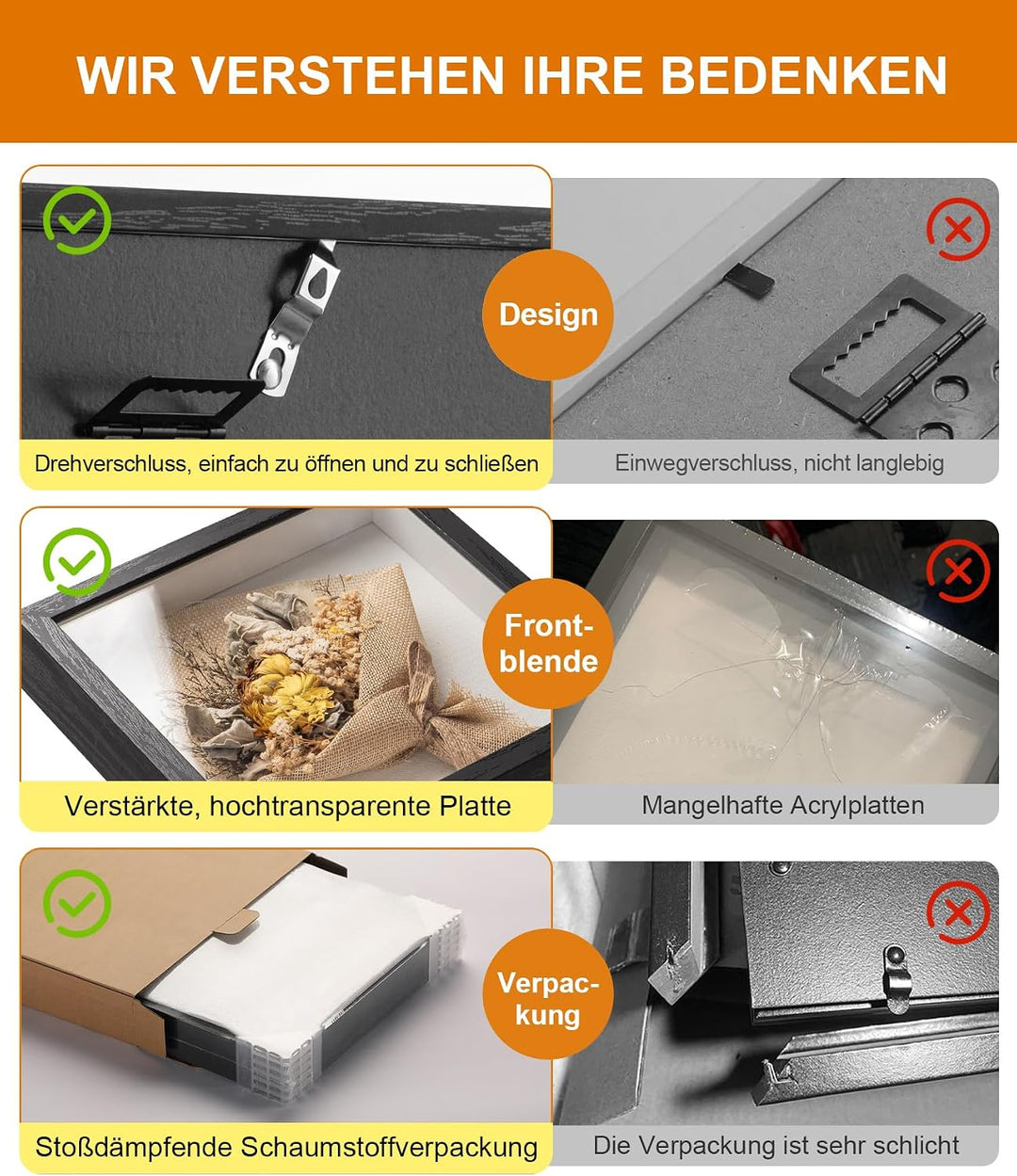 Tiefer Bilderrahmen Zum BefüLlen A3 Mit Weichem Leinenfutter–VerstäRkte Acrylplatte,Bilderrahmen 3D