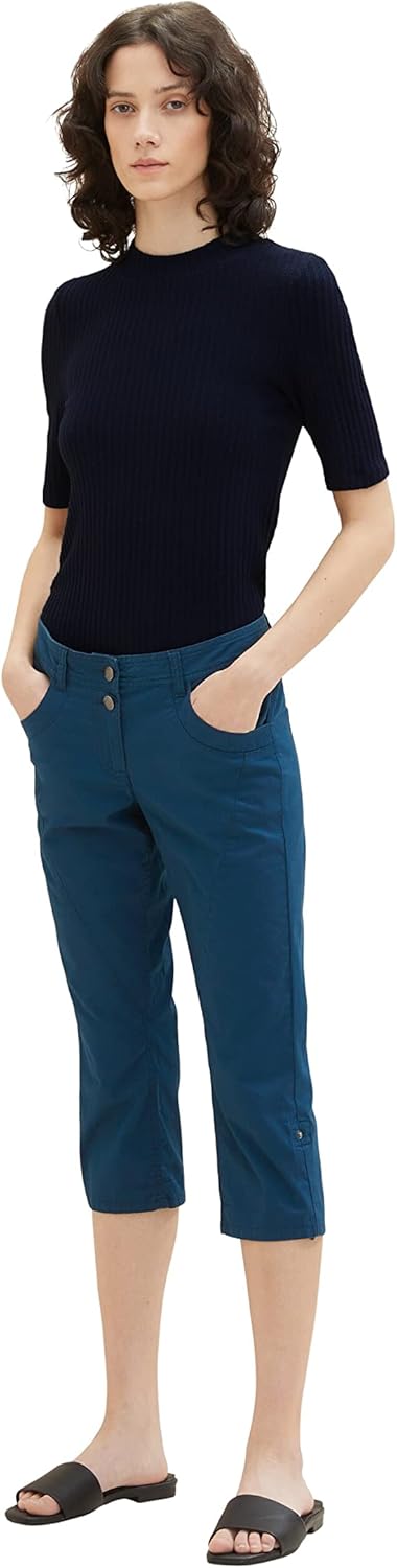 TOM TAILOR Damen Tapered Relaxed Fit Capri Hose, 11758 - Midnight Sail