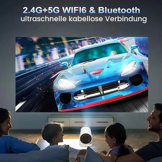 HY300 Pro Mini Beamer, 720P 4K Decoding Projektor mit WLAN &amp; Bluetooth, Tragbarer Heimkino Beamer, H