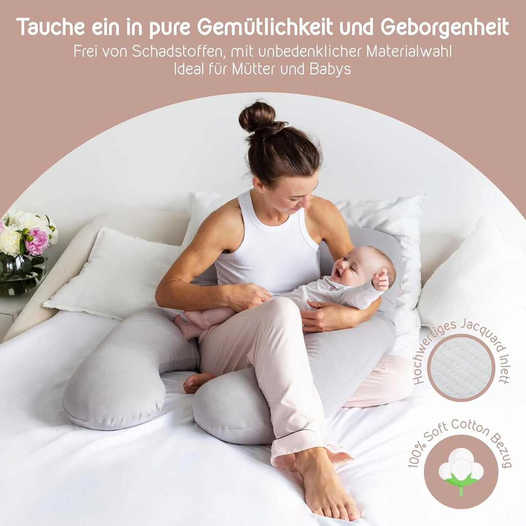 mimi kalu® Seitenschläferkissen mit Memory Foam Füllung Individuell Anpassbar, Inkl. 100% Soft Cotto