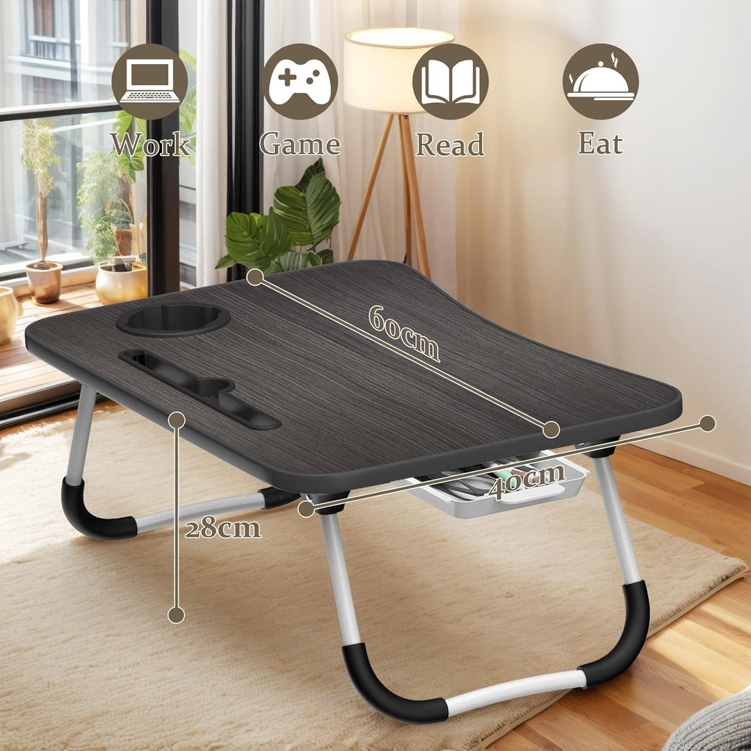 Huracan Laptoptisch Betttablett Klappbar, Tragbares Laptop Tisch für Bett, Lapdesk mit Schublade und